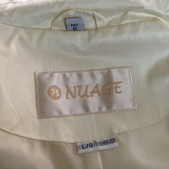 Nuage Ivory White Satin Classic Belted Trench Coat - Picture 11 of 13